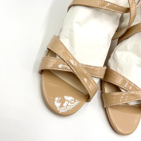 Benjamin Walk Touch Ups Womens Audrey Beige Tan Nude Patent Dress Sandals‎ Heels - Picture 4 of 14